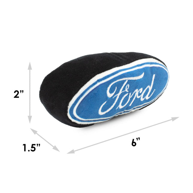 Dog Toy Squeaker Plush - FORD Script Oval Blue White