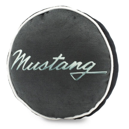 Dog Toy Squeaker Plush - FORD MUSTANG Tri-Bar Logo Script Round