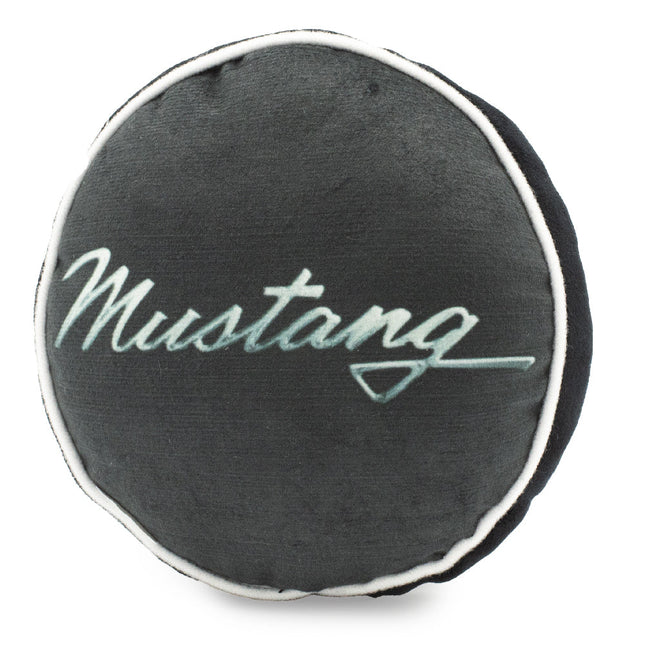 Dog Toy Squeaker Plush - FORD MUSTANG Tri-Bar Logo Script Round