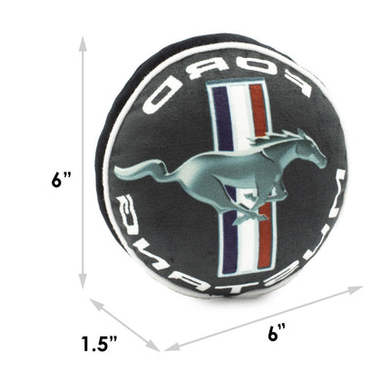 Dog Toy Squeaker Plush - FORD MUSTANG Tri-Bar Logo Script Round
