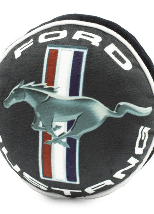 Dog Toy Squeaker Plush - FORD MUSTANG Tri-Bar Logo Script Round