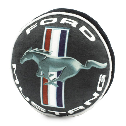 Dog Toy Squeaker Plush - FORD MUSTANG Tri-Bar Logo Script Round