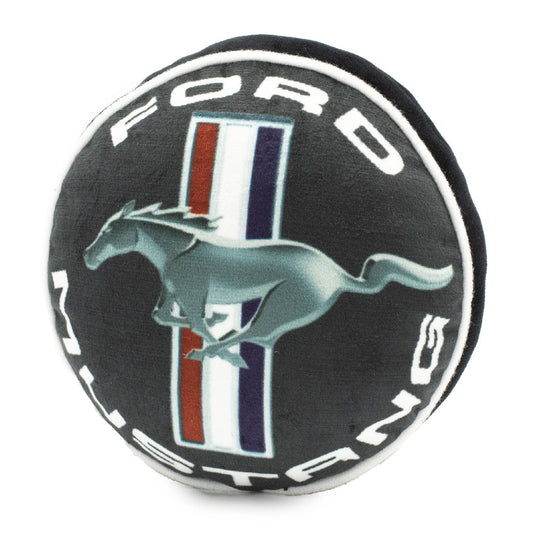 Dog Toy Squeaker Plush - FORD MUSTANG Tri-Bar Logo Script Round