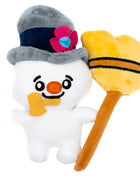 Dog Toy Squeaker Plush - Frosty the Snowman with Broom Full Body Pose