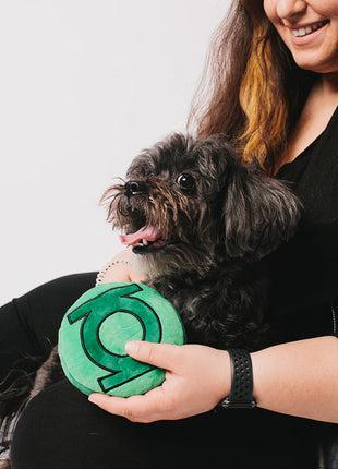 Dog Toy Squeaker Plush - Green Lantern Logo Round