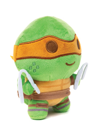 Dog Toy Squeaker Plush - Teenage Mutant Ninja Turtles Michelangelo Full Body Nunchucks Pose Orange