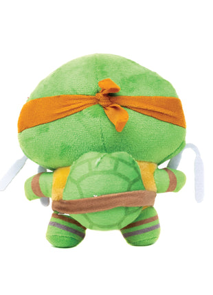 Dog Toy Squeaker Plush - Teenage Mutant Ninja Turtles Michelangelo Full Body Nunchucks Pose Orange