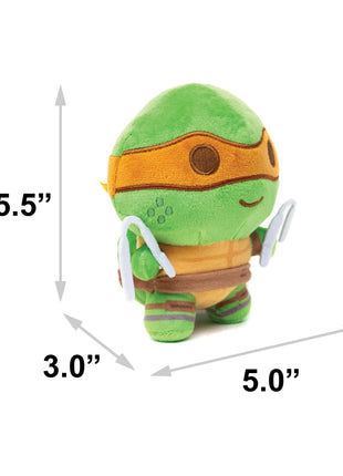 Dog Toy Squeaker Plush - Teenage Mutant Ninja Turtles Michelangelo Full Body Nunchucks Pose Orange