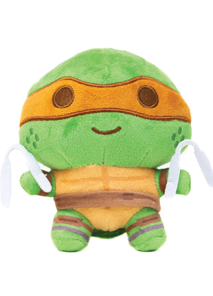 Dog Toy Squeaker Plush - Teenage Mutant Ninja Turtles Michelangelo Full Body Nunchucks Pose Orange