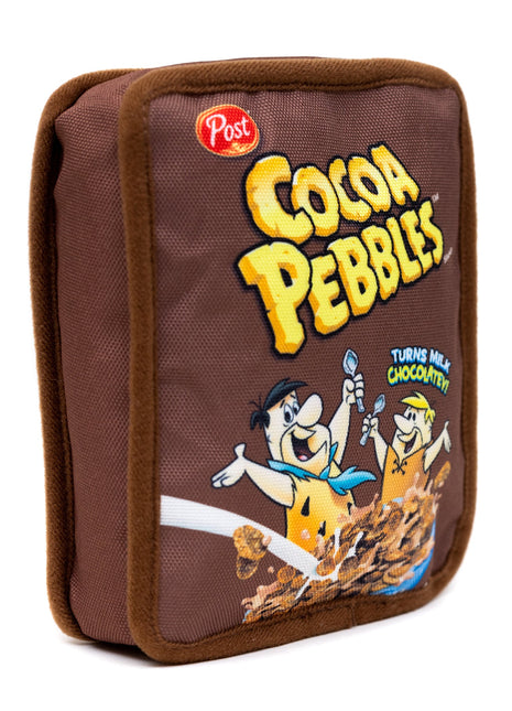Dog Toy Squeaker Plush - Cocoa Pebbles Fred Flintstone and Barney Rubble Cereal Box Replica