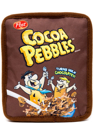 Dog Toy Squeaker Plush - Cocoa Pebbles Fred Flintstone and Barney Rubble Cereal Box Replica