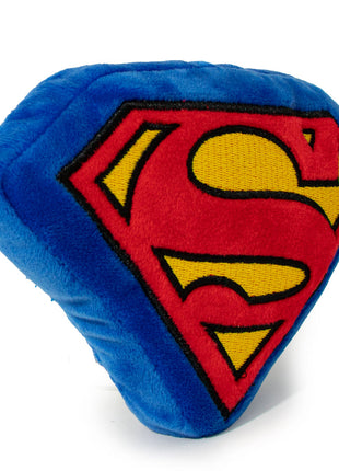 DTPT-SMBB Dog Toy Squeaky Plush - Superman Shield Blue Red Yellow