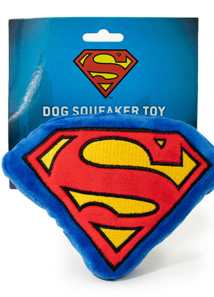 DTPT-SMBB Dog Toy Squeaky Plush - Superman Shield Blue Red Yellow