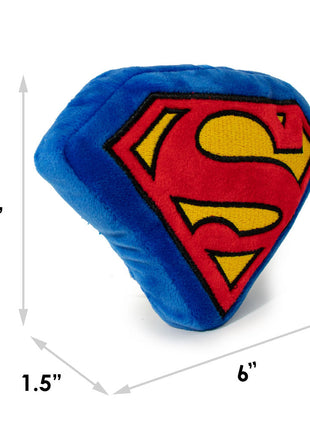 DTPT-SMBB Dog Toy Squeaky Plush - Superman Shield Blue Red Yellow