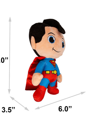 Dog Toy Squeaker Plush - Superman Chibi Full Body Standing Pose with Corduroy Hair