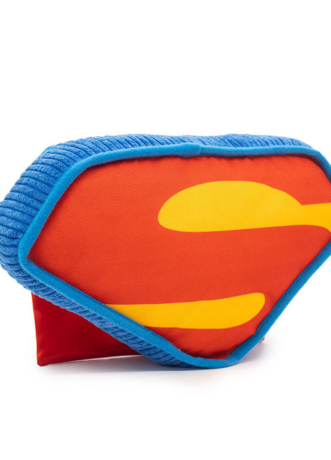 Dog Toy Squeaker Plush - DC League of Super-Pets Superman Dog Krypto the Super Dog Logo with Cape Blue Red Yellow