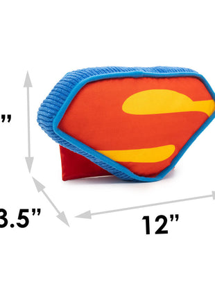 Dog Toy Squeaker Plush - DC League of Super-Pets Superman Dog Krypto the Super Dog Logo with Cape Blue Red Yellow