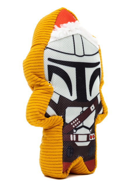 Dog Toy Squeaker Plush - Star Wars Holiday Mandalorian Santa Cookie Replica