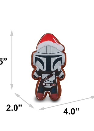 Dog Toy Squeaker Plush - Star Wars Holiday Mandalorian Santa Cookie Replica