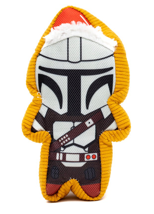 Dog Toy Squeaker Plush - Star Wars Holiday Mandalorian Santa Cookie Replica