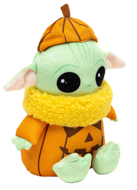 Dog Toy Squeaker Plush - Star Wars Halloween Grogu Pumpkin Sitting Pose