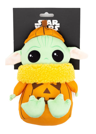 Dog Toy Squeaker Plush - Star Wars Halloween Grogu Pumpkin Sitting Pose
