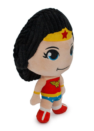 Dog Toy Squeaker Plush - Wonder Woman Full Body Standing Pose with Corduroy Hair