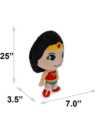 Dog Toy Squeaker Plush - Wonder Woman Full Body Standing Pose with Corduroy Hair
