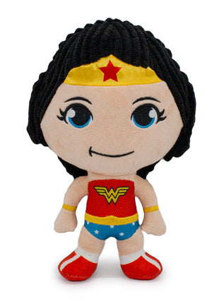 Dog Toy Squeaker Plush - Wonder Woman Full Body Standing Pose with Corduroy Hair