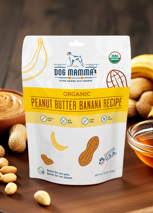 Dog Mamma's Organic Peanut Butter Banana Recipe - USDA Organic Certified Dog Treats