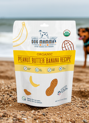 Dog Mamma's Organic Peanut Butter Banana Recipe - USDA Organic Certified Dog Treats