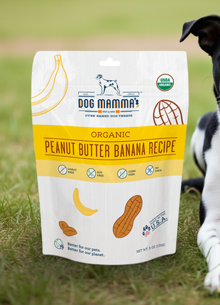 Dog Mamma's Organic Peanut Butter Banana Recipe - USDA Organic Certified Dog Treats