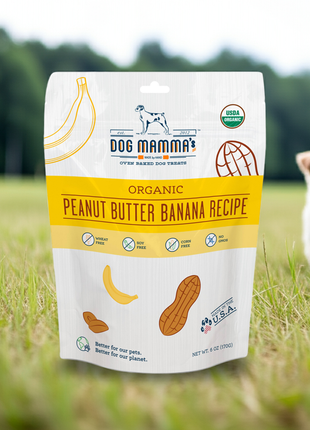 Dog Mamma's Organic Peanut Butter Banana Recipe - USDA Organic Certified Dog Treats