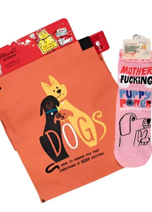 Dogs. Here To Remind You That Everything Is Exciting Funny Cooking and BBQ Apron Unisex 2 Pockets Adjustable Strap 100% Cotton | BlueQ at GetBullish