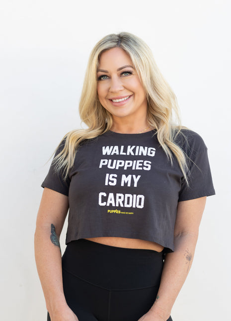 Walking Puppies Is My Cardio Crop Tee | Gift for Dog Owners
