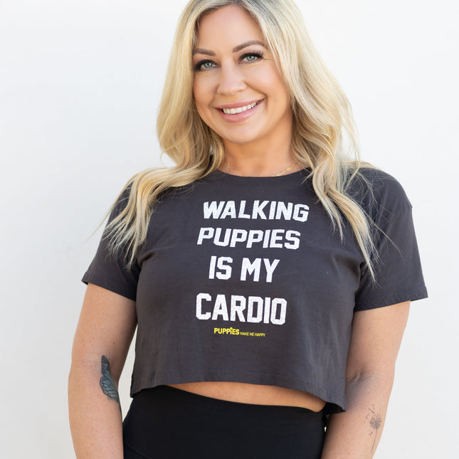 Walking Puppies Is My Cardio Crop Tee | Gift for Dog Owners