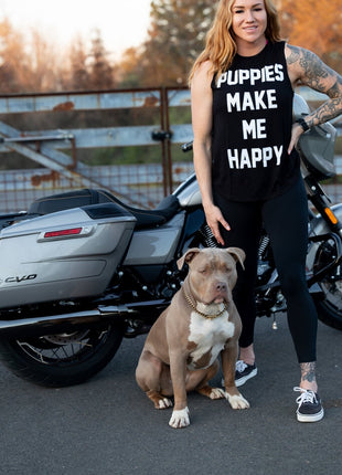 Puppies Make Me Happy |  Women's Sleeveless Tank | Made in USA