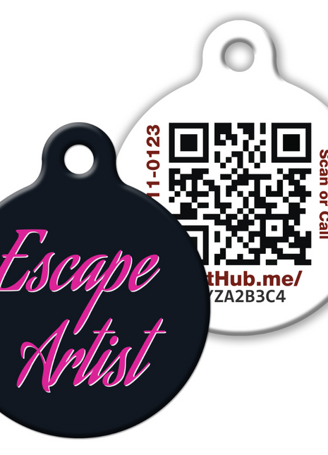 PetHub QR ID Pet Tag - Escape Artist