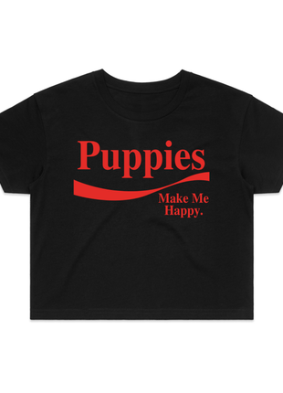 Enjoy Puppies Make Me Happy | Crop Tee | Red Font