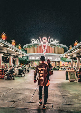 Puppies Make Me Happy Military Button Up | Present For Dog Lover