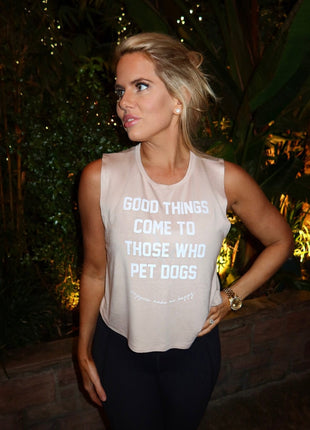 Good Things Come To Those Who Pet Dogs Crop Tank | Soft Made in USA Dog Mom Gift