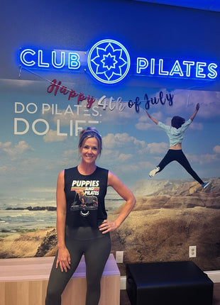 Puppies & Pilates Crop Top | Gift for Dog Moms & Yoga Lovers