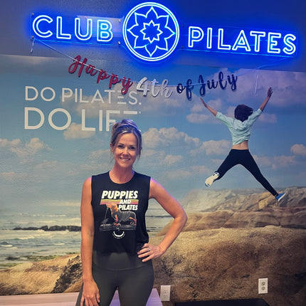 Puppies & Pilates Crop Top | Gift for Dog Moms & Yoga Lovers