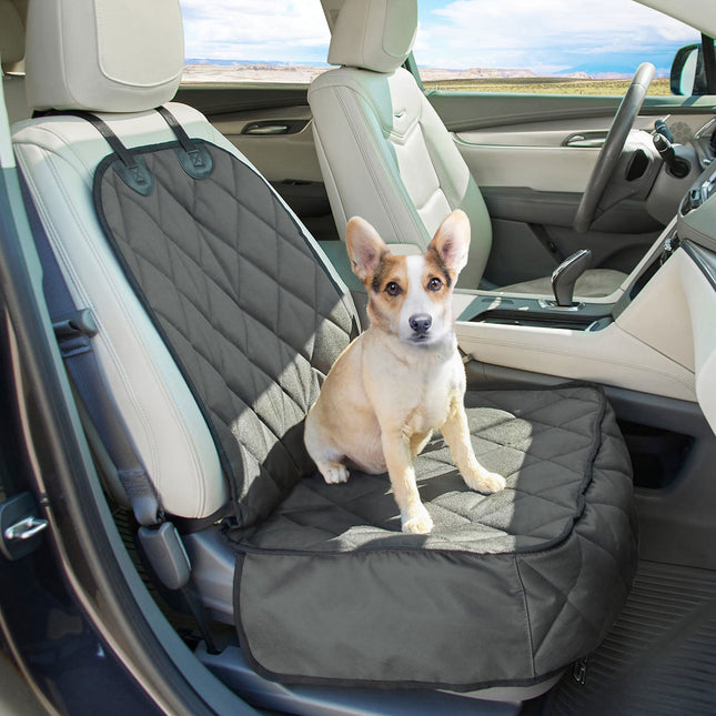 GOOPAWS Quilted Scratchproof Dog Front Car Seat Cover, Grey, 40''L - Pup List