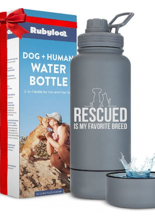 Dog + Human Water Bottle with Detachable Dog Bowl