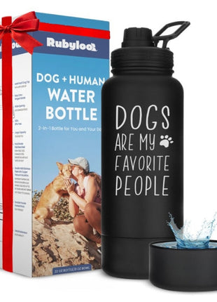 Dog + Human Water Bottle with Detachable Dog Bowl