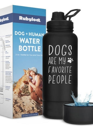 Dog + Human Water Bottle with Detachable Dog Bowl