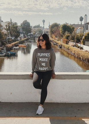 Puppies Make Me Happy Crewneck Sweatshirt | Dog Lover Gift | Soft Unisex | Printed in USA