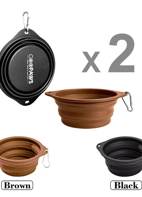GOOPAWS 2 Pack Silicone Non-Skid Travel Dog and Cat Bowl - Pup List