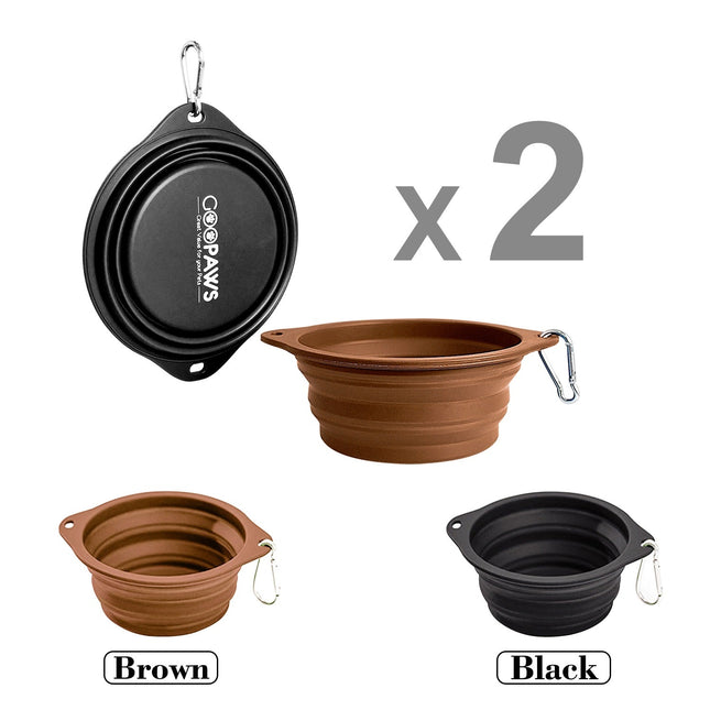 GOOPAWS 2 Pack Silicone Non-Skid Travel Dog and Cat Bowl - Pup List